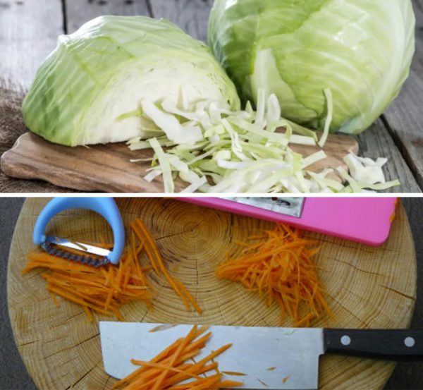 Shred cabbage & carrot