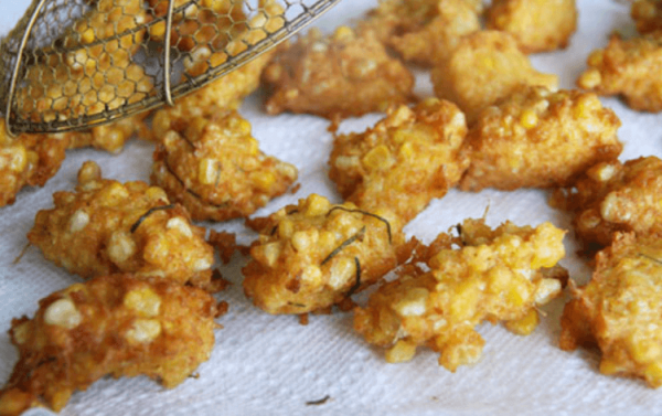 Corn Fritters on paper towel