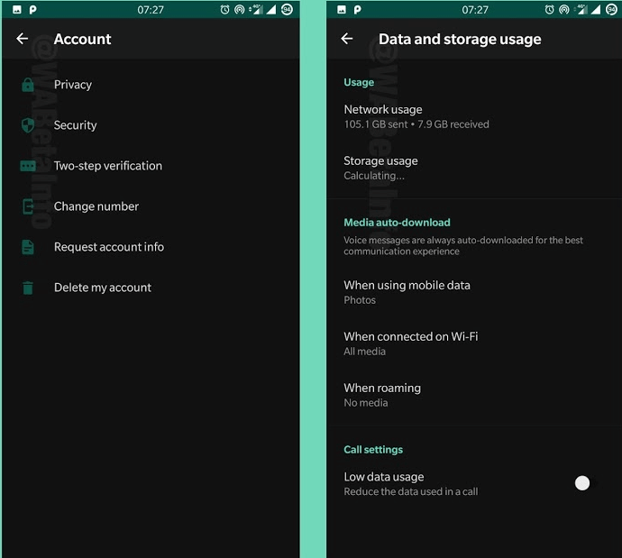 WhatsApp dark theme