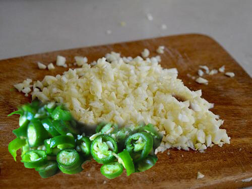 Chop garlic & chilies