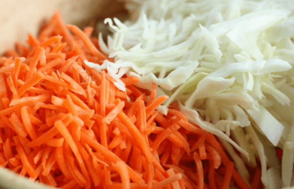 Grate cabbage & carrots