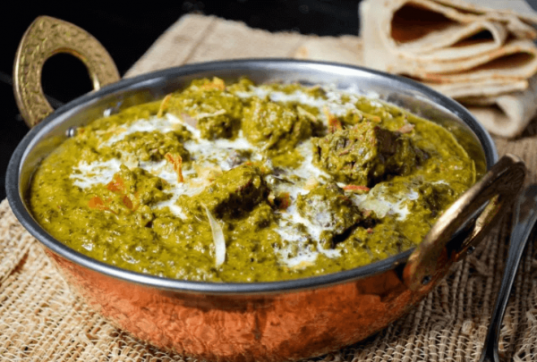 Serve Palak Gosht with Naan Serve Palak Gosht with Naan