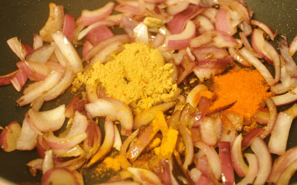 Saute Onions & add spices