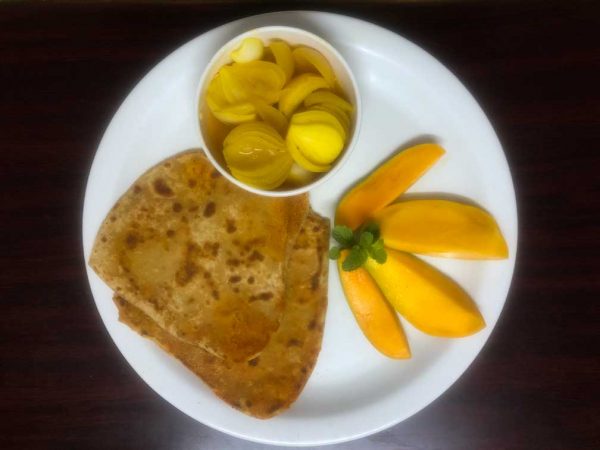 Sindhi Onion Pickle with Breakfast