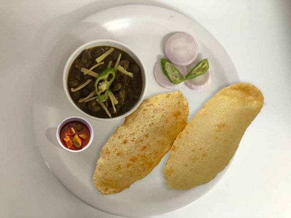 Plating, serve with Mango Pickle & Bhatore